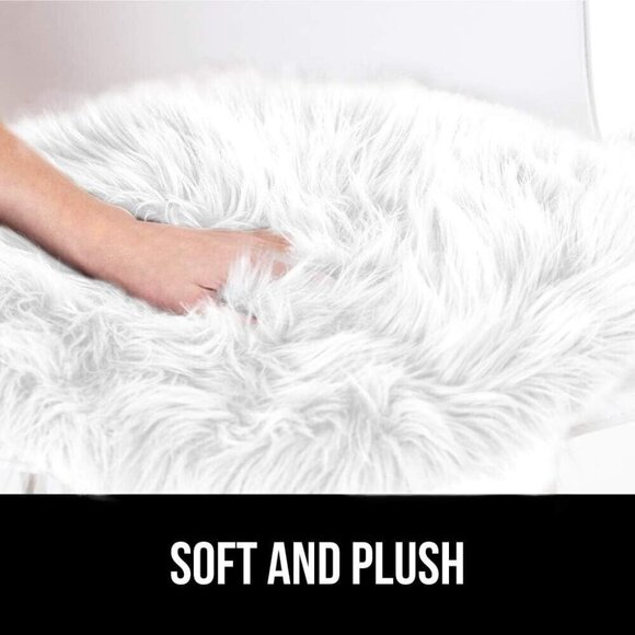 Gorilla Grip Faux Fur Chair and Stool Seat Covers, Soft Cushion 4 Pack, Round Co - Picture 3 of 6